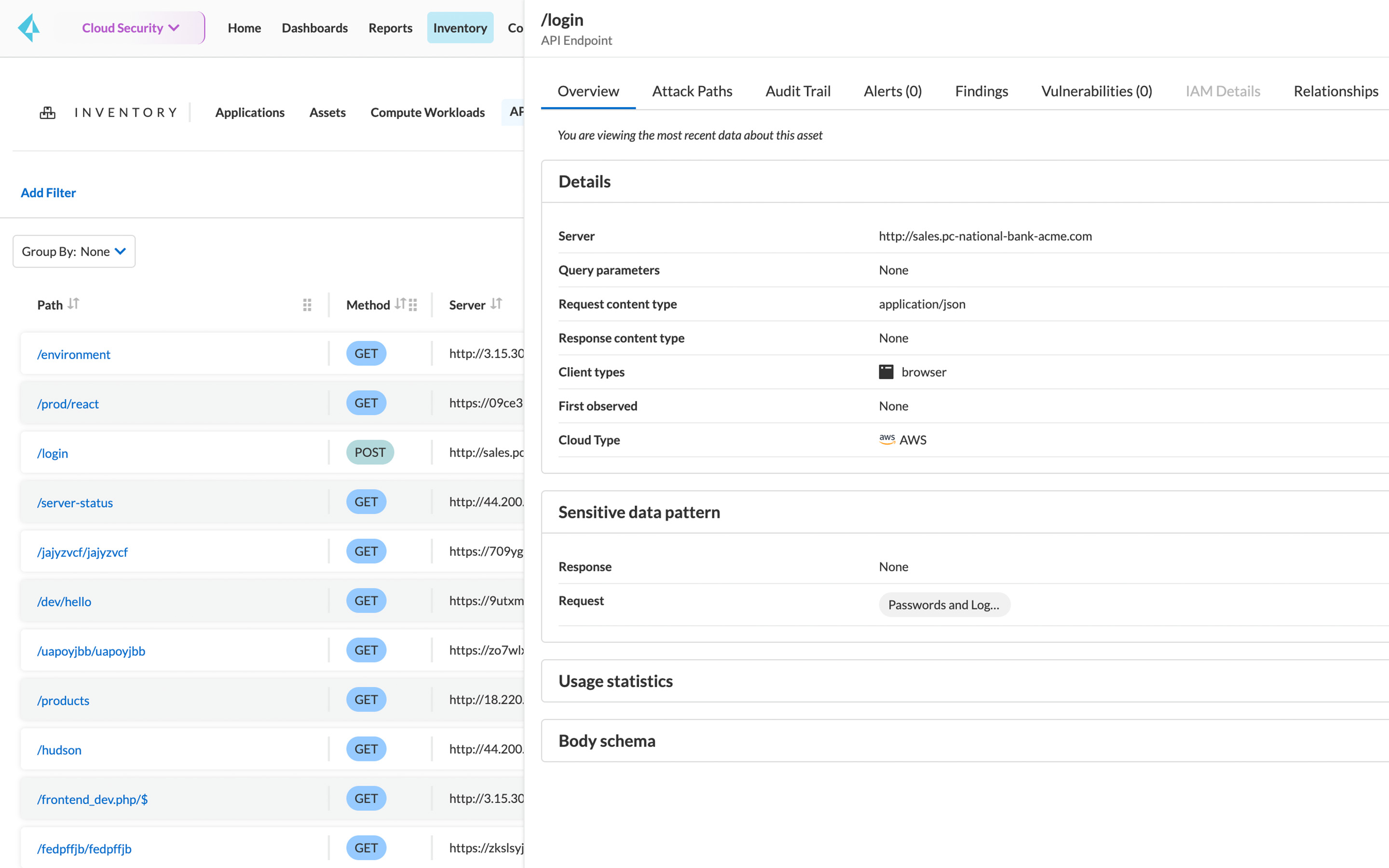 Profilage des risques liés aux API