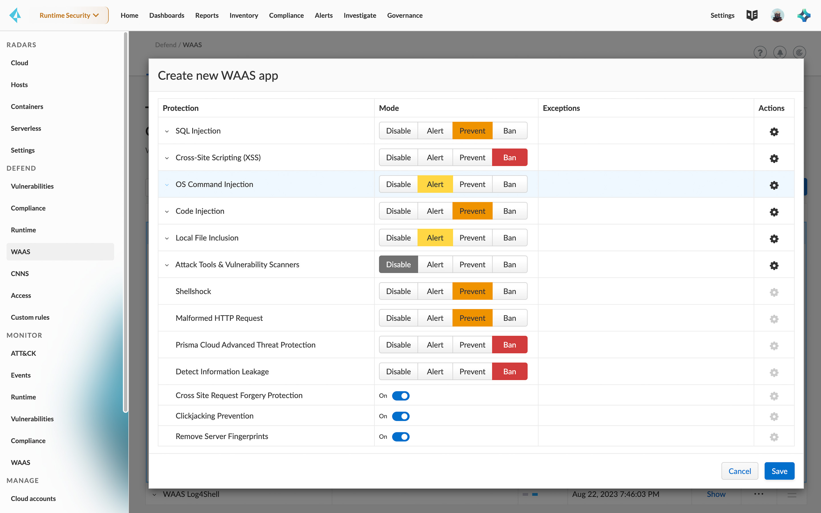 Protection en temps réel