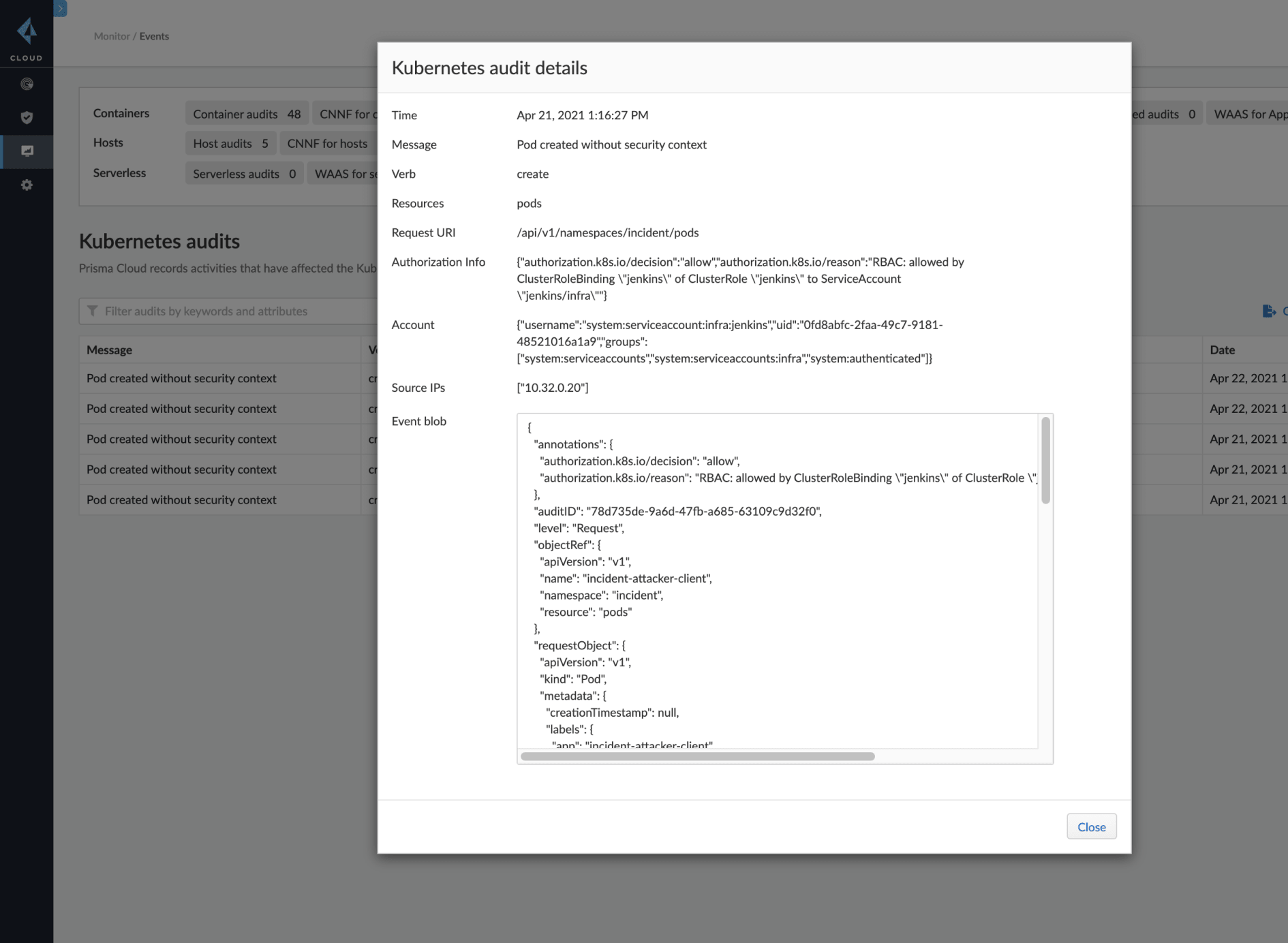 Contrôle d’accès aux containers