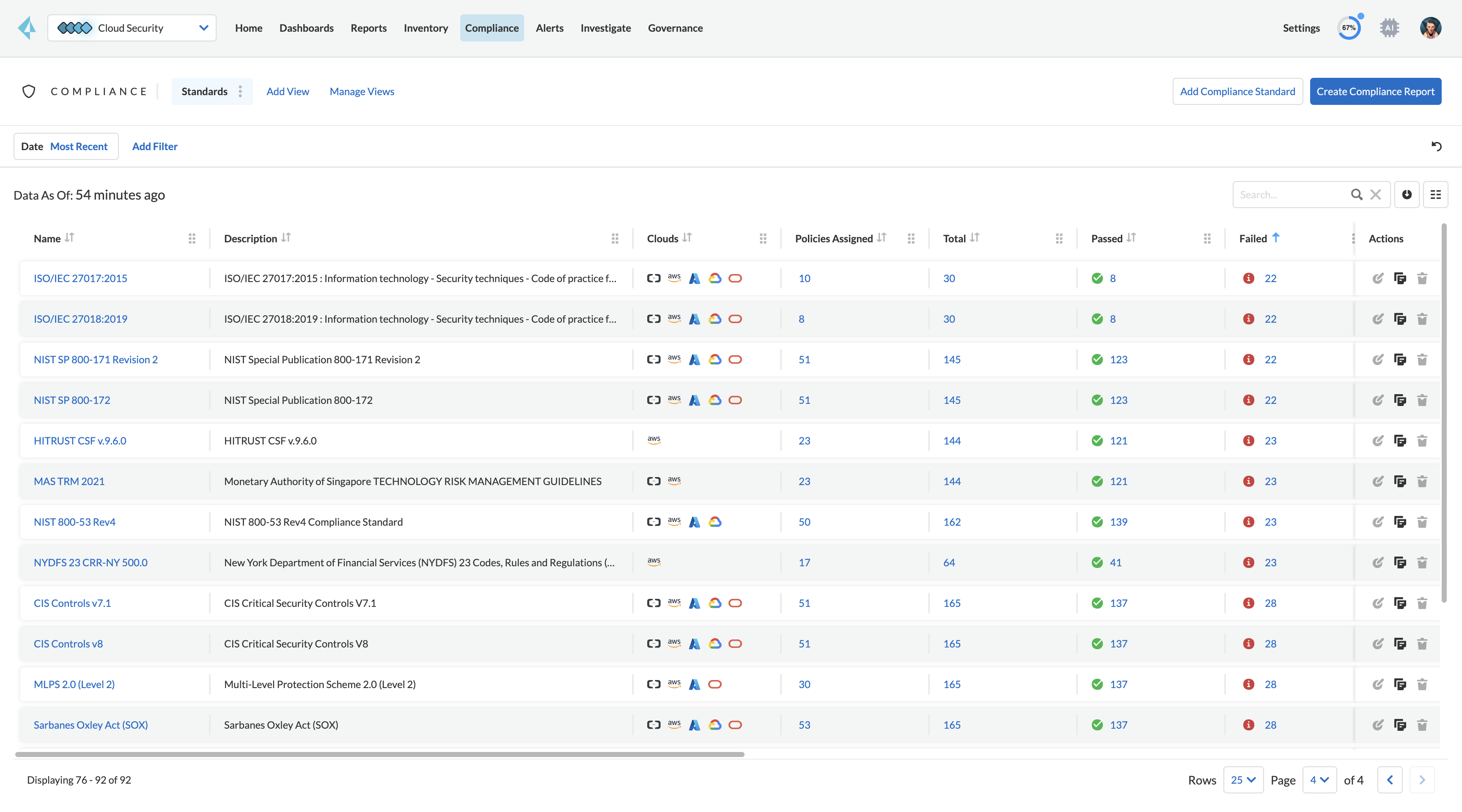 Suivi de la conformité et reporting